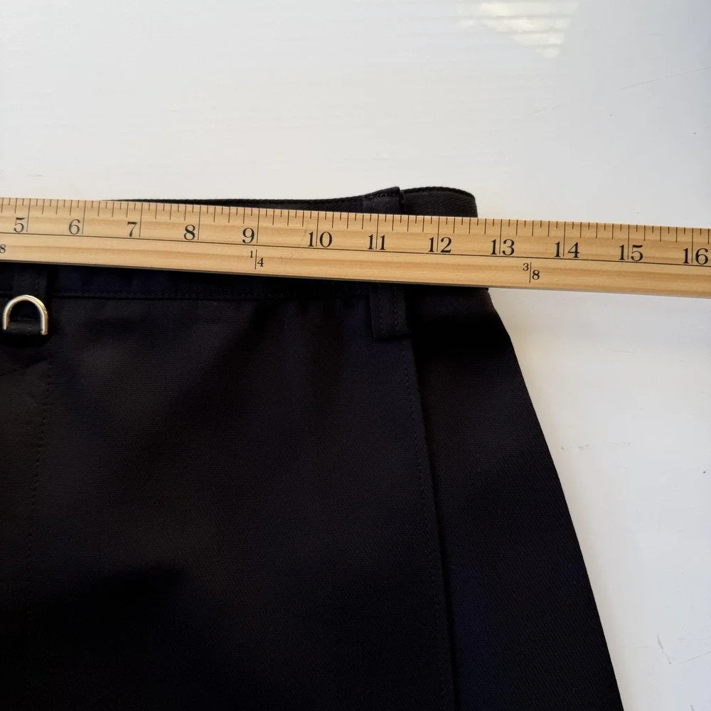 Tory Burch Wrap Skirt Womens 0 Black A-Line Zip Pocket D-Ring Gold Hardware‎ Y2K